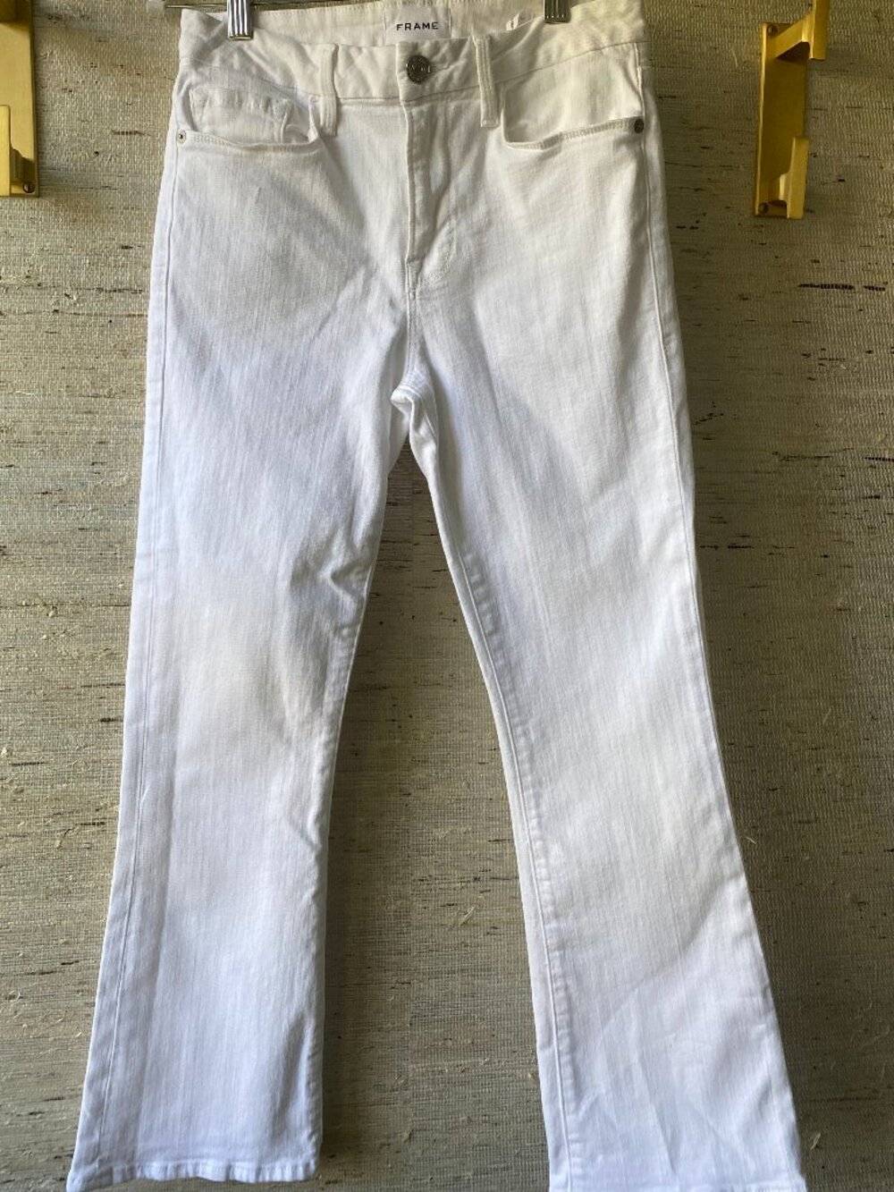 FRAME  Le Crop Mini Boot WHITE denim jeans 27